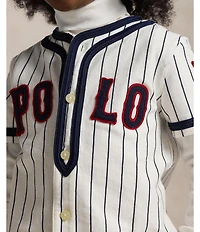 Polo Ralph Lauren Little Boys Short-Sleeve Pinstriped Logo Jersey Baseball Shirt