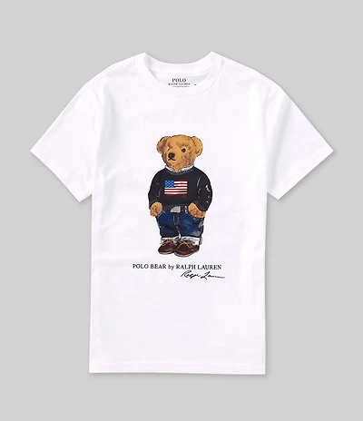 Polo Ralph Lauren Little Boys Short Sleeve U.S. Flag Polo Bear Graphic Jersey T-Shirt