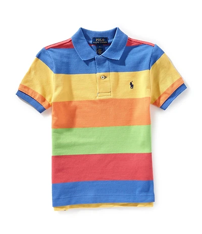 Polo Ralph Lauren Little Boys Short Sleeve Wide Striped Mesh Polo Shirt