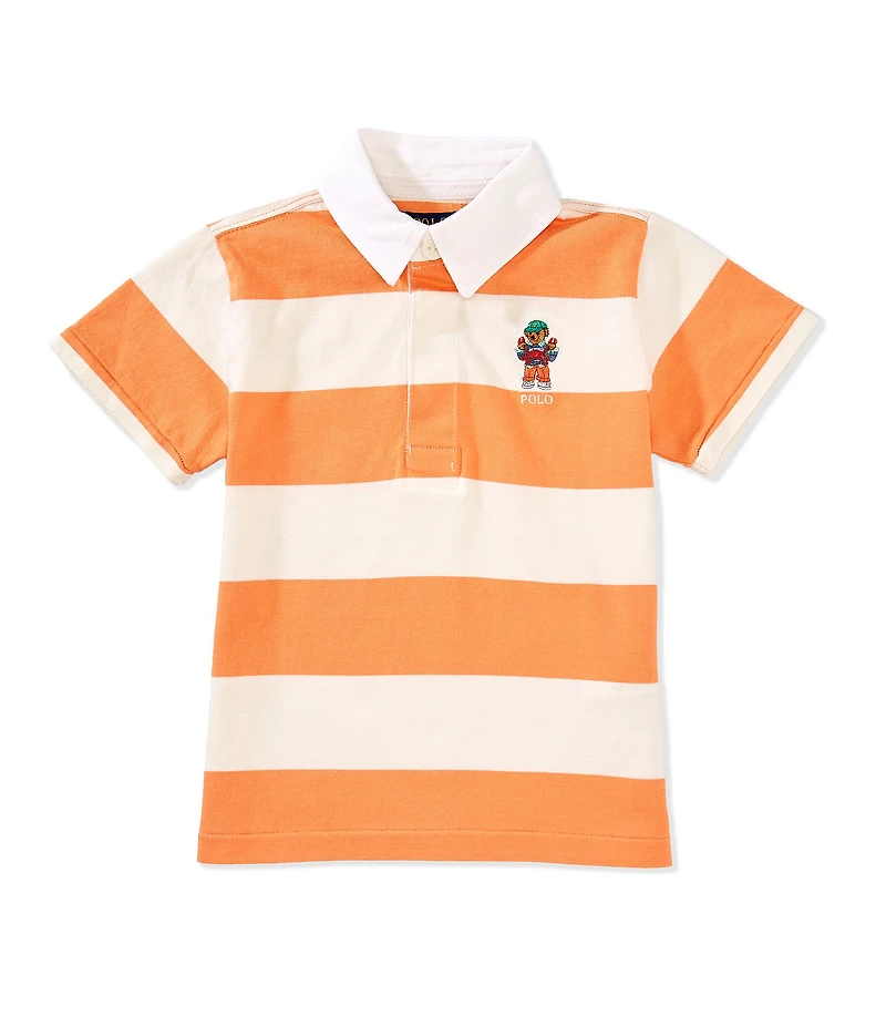 Polo Ralph Lauren Little Boys Short Sleeve Striped Polo Bear Rugby Shirt