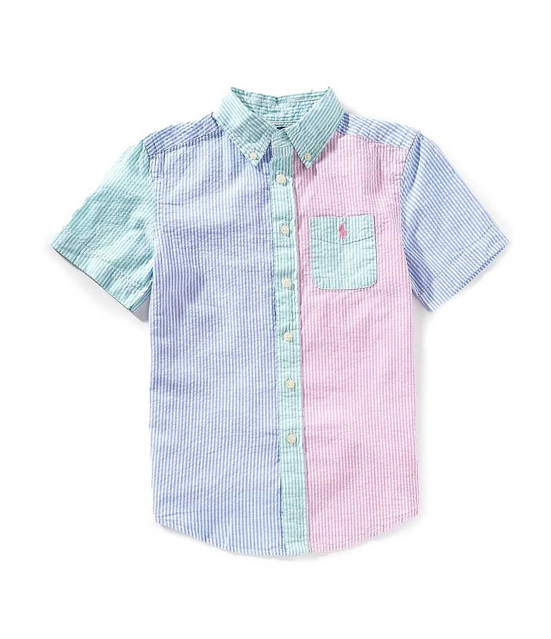Polo Ralph Lauren Little Boys Short Sleeve Striped Seersucker Fun Shirt