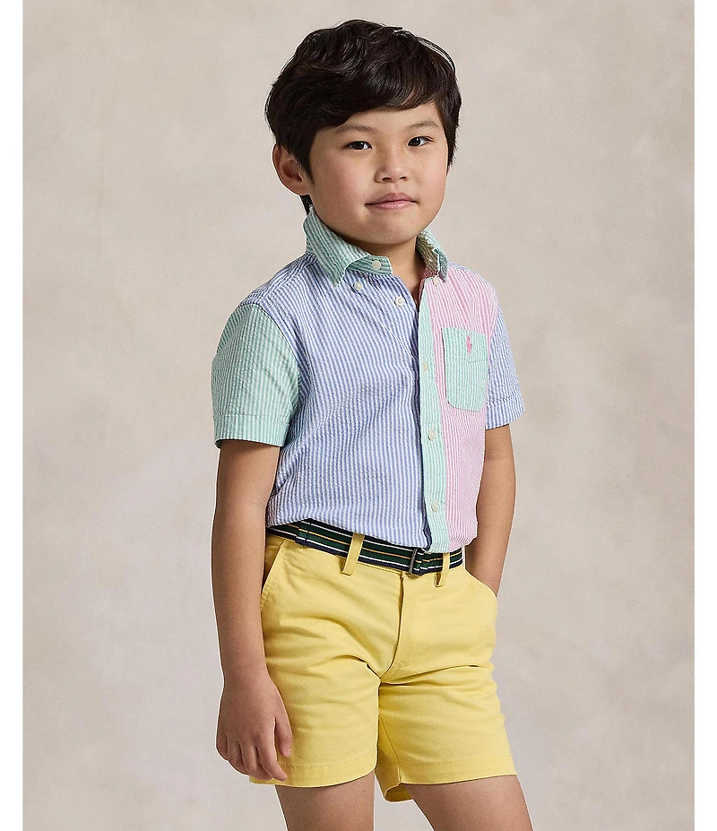 Polo Ralph Lauren Little Boys Short Sleeve Striped Seersucker Fun Shirt