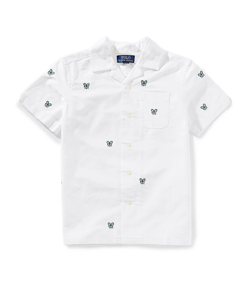 Polo Ralph Lauren Little Boys Short Sleeve Tennis-Embroidered Oxford Shirt