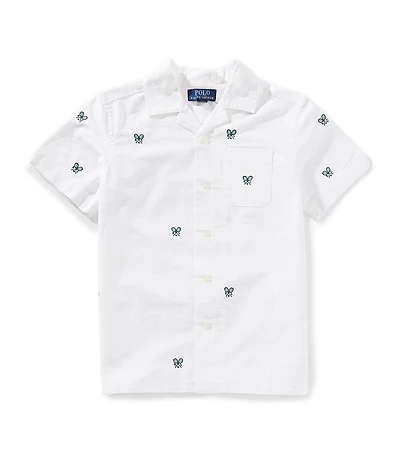 Polo Ralph Lauren Little Boys Short Sleeve Tennis-Embroidered Oxford Shirt