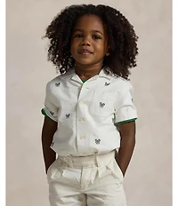Polo Ralph Lauren Little Boys Short Sleeve Tennis-Embroidered Oxford Shirt