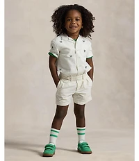 Polo Ralph Lauren Little Boys Short Sleeve Tennis-Embroidered Oxford Shirt