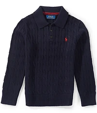 Polo Ralph Lauren Little Boys Long Sleeve Cable Knit Polo Sweater
