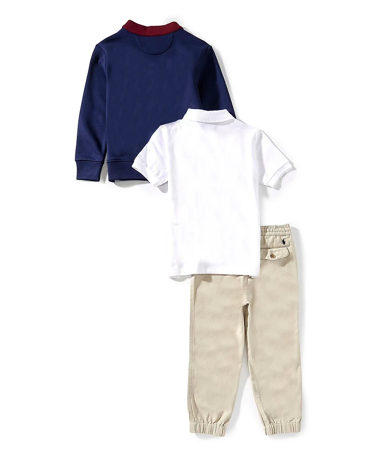Polo Ralph Lauren Little Boys Long-Sleeve Cardigan, Short-Sleeve Polo Shirt & Chino Pants Set