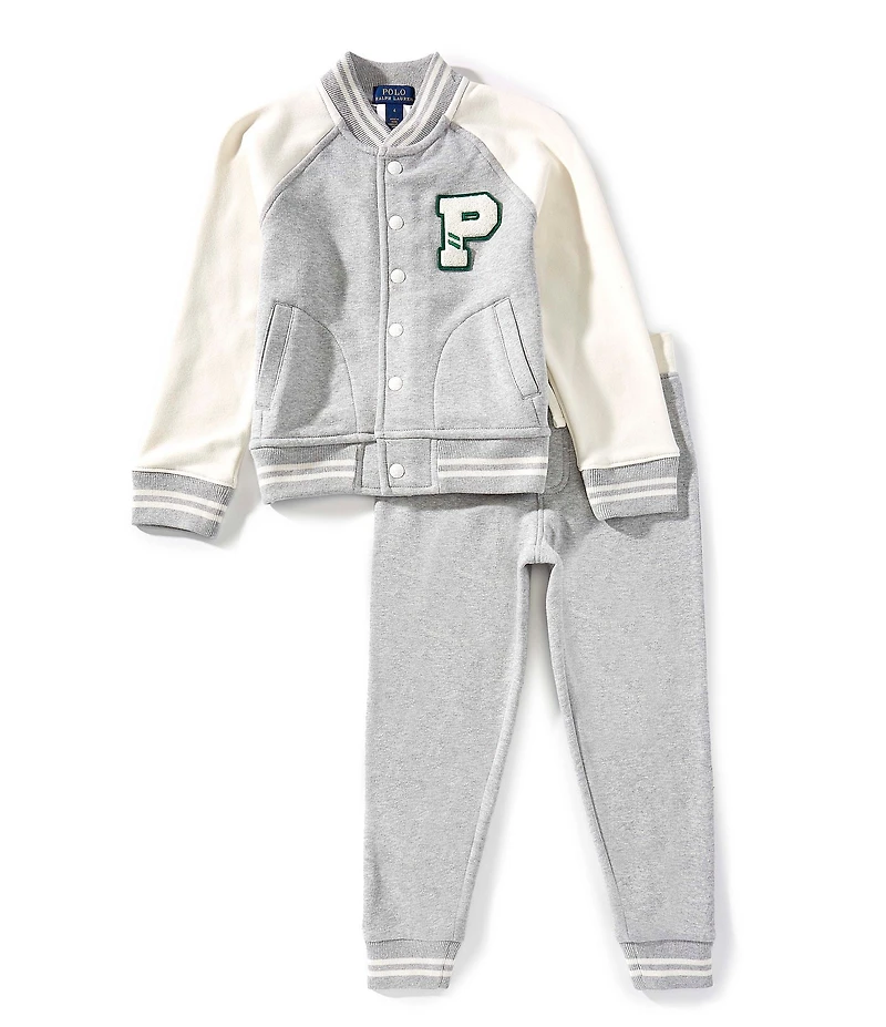 Polo Ralph Lauren Little Boys Long-Sleeve Fleece Baseball Jacket & Jogger Pant Set