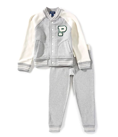 Polo Ralph Lauren Little Boys Long-Sleeve Fleece Baseball Jacket & Jogger Pant Set
