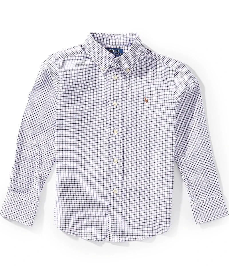 Polo Ralph Lauren Little Boys Long Sleeve Performance Checked Oxford Shirt