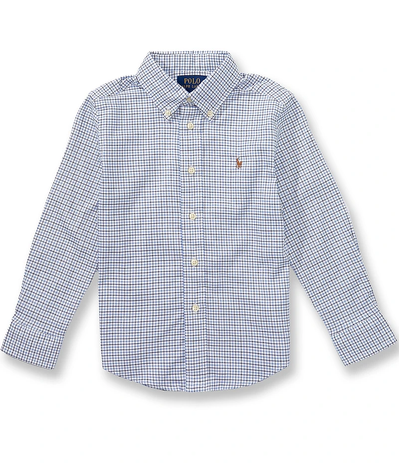 Polo Ralph Lauren Little Boys Long Sleeve Performance Checked Oxford Shirt