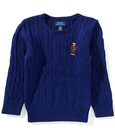 Polo Ralph Lauren Little Boys Long Sleeve Polo Bear Cable-Knit Sweater