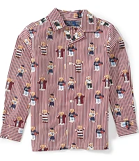 Polo Ralph Lauren Little Boys Long-Sleeve Polo Bear Striped Poplin Shirt