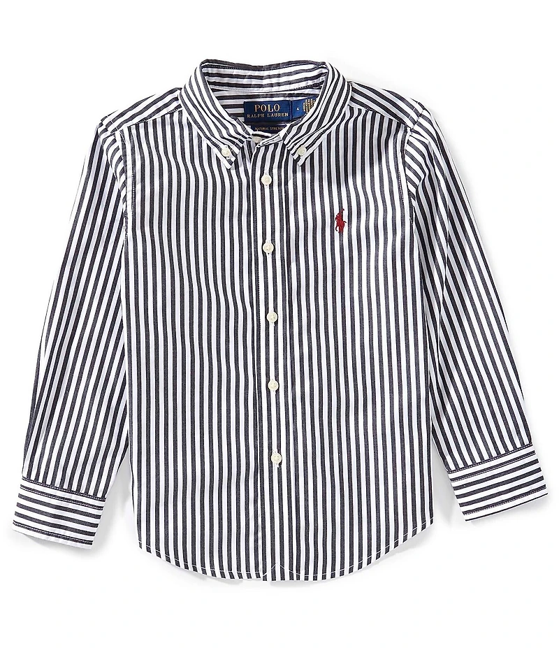 Polo Ralph Lauren Little Boys Long-Sleeve Striped Poplin Shirt
