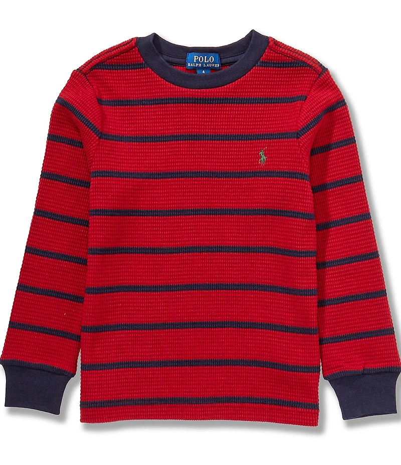 Polo Ralph Lauren Little Boys Long-Sleeve Striped Waffle-Knit T-Shirt