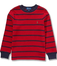 Polo Ralph Lauren Little Boys Long-Sleeve Striped Waffle-Knit T-Shirt