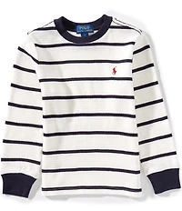 Polo Ralph Lauren Little Boys Long-Sleeve Striped Waffle-Knit T-Shirt