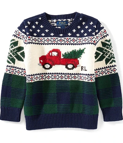 Polo Ralph Lauren Little Boys Long-Sleeve Truck-Intarsia Sweater