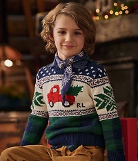 Polo Ralph Lauren Little Boys Long-Sleeve Christmas Tree Truck-Intarsia Sweater
