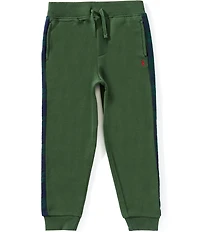 Polo Ralph Lauren Little Boys Plaid-Trim Fleece Jogger Pants