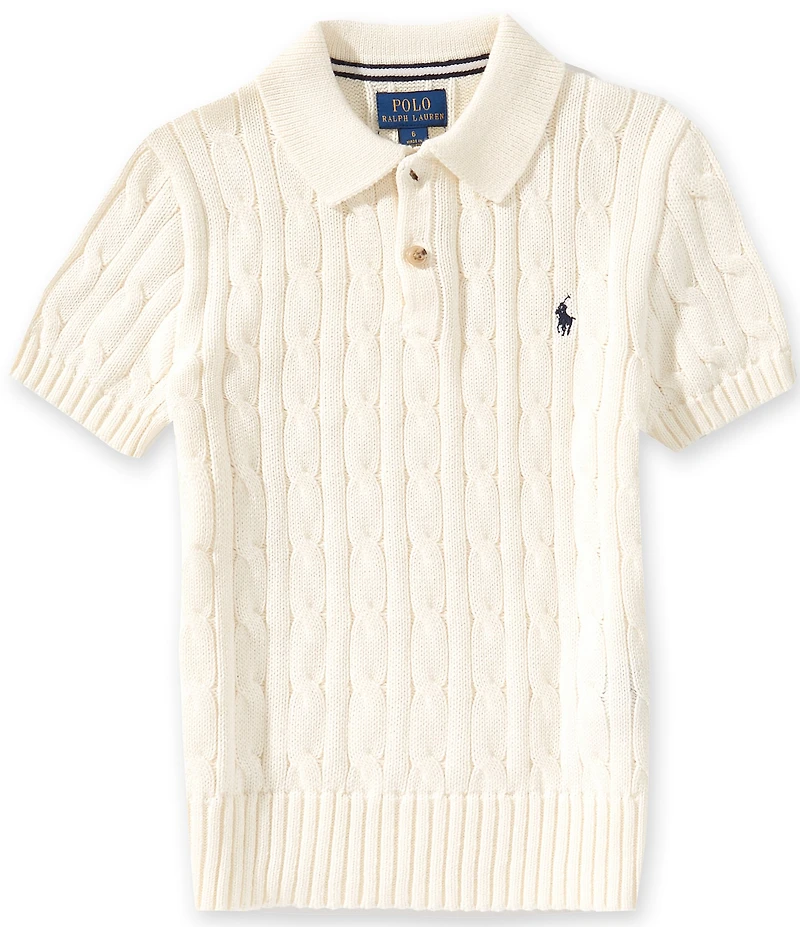 Polo Ralph Lauren Little Boys Short-Sleeve Cable-Knit Polo Sweater