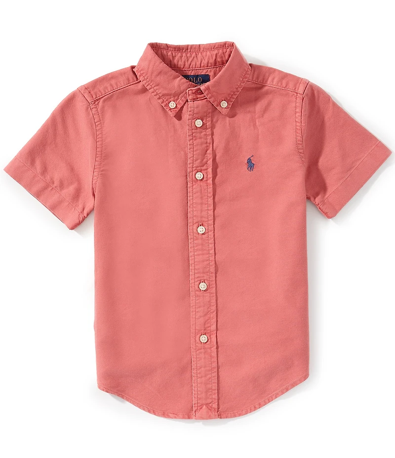 Polo Ralph Lauren Little Boys Short-Sleeve Garment-Dyed Oxford Shirt
