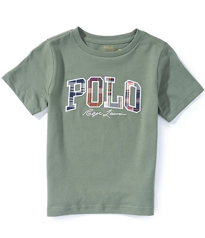 Polo Ralph Lauren Little Boys Short-Sleeve Madras-Logo Jersey Tee