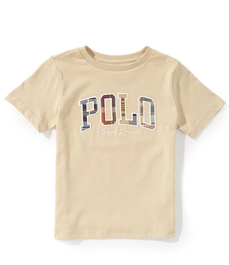 Polo Ralph Lauren Little Boys Short-Sleeve Madras-Logo Jersey Tee