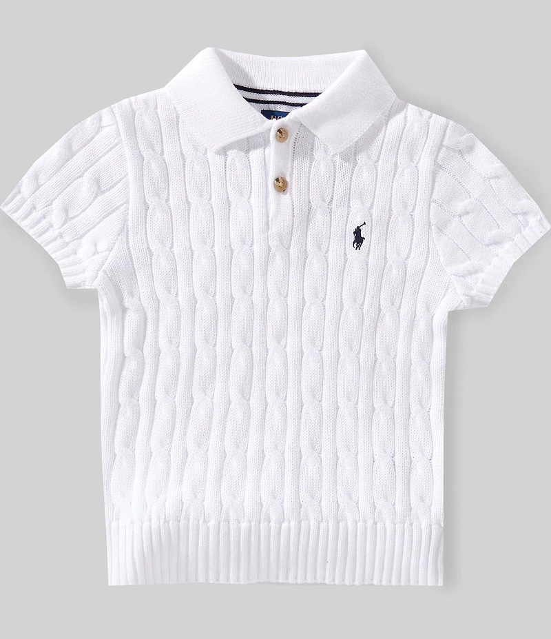 Polo Ralph Lauren Little Boys Short-Sleeve Polo-Collar Cable-Knit Sweater