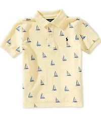 Polo Ralph Lauren Little Boys Short Sleeve Sailboat Print Mesh Polo Shirt