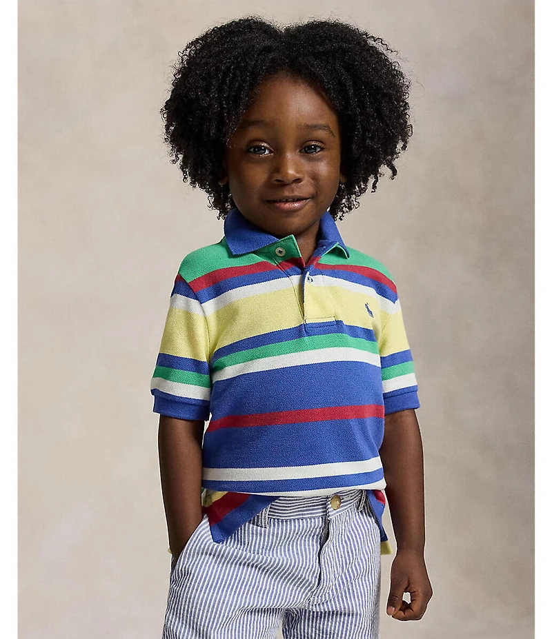 Polo Ralph Lauren Little Boys Short Sleeve Striped Mesh Polo Shirt