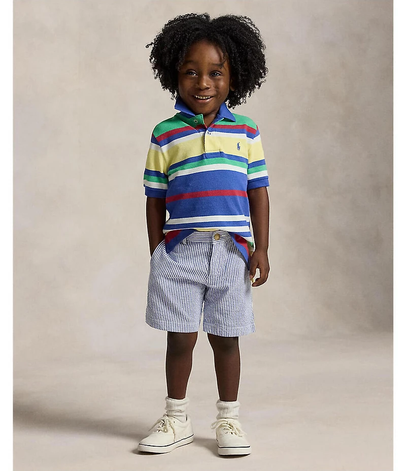 Polo Ralph Lauren Little Boys Short Sleeve Striped Mesh Polo Shirt