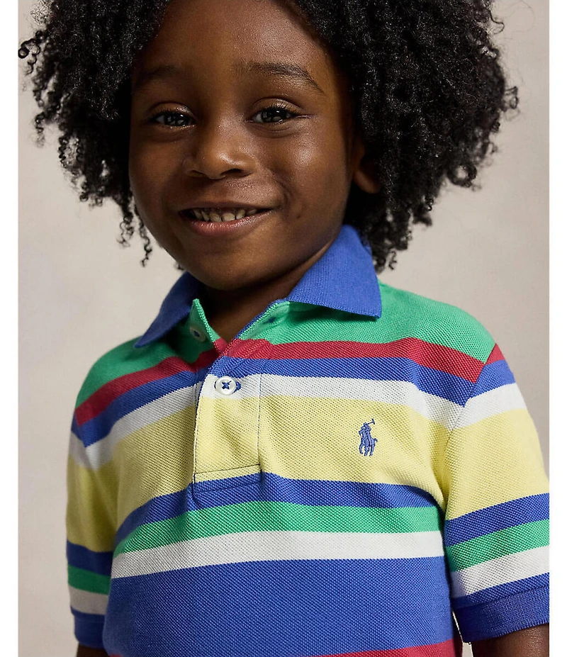 Polo Ralph Lauren Little Boys Short Sleeve Striped Mesh Polo Shirt