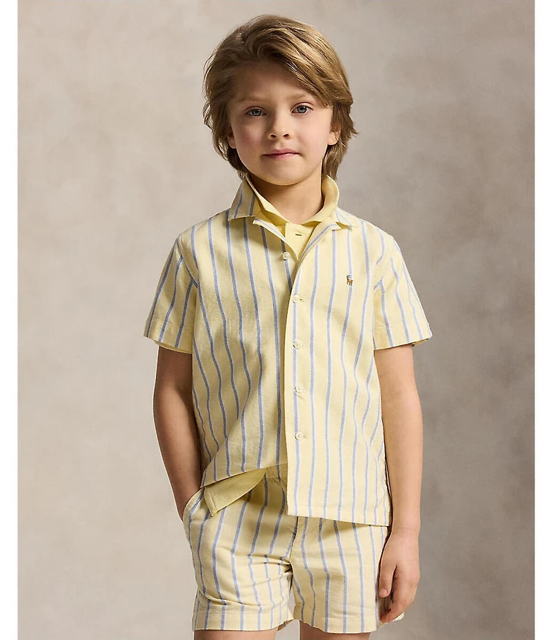 Polo Ralph Lauren Little Boys Short-Sleeve Striped Oxford Camp Shirt