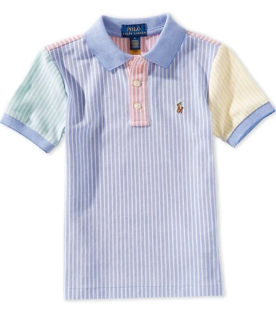 Polo Ralph Lauren Little Boys Short Sleeve Striped/Color Blocked Oxford Mesh Polo Shirt