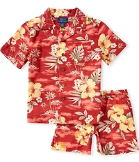 Polo Ralph Lauren Little Boys Short-Sleeve Tropical-Floral-Printed Shirt & Matching Shorts Set