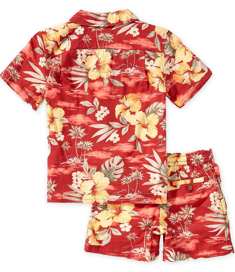 Polo Ralph Lauren Little Boys Short-Sleeve Tropical-Floral-Printed Shirt & Matching Shorts Set