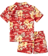 Polo Ralph Lauren Little Boys Short-Sleeve Tropical-Floral-Printed Shirt & Matching Shorts Set