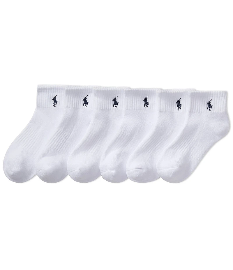 Polo Ralph Lauren Little Girls Performance Solid Cushioned Quarter Sock 6-Pack