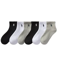 Polo Ralph Lauren Little Girls Performance Solid Cushioned Quarter Sock 6-Pack