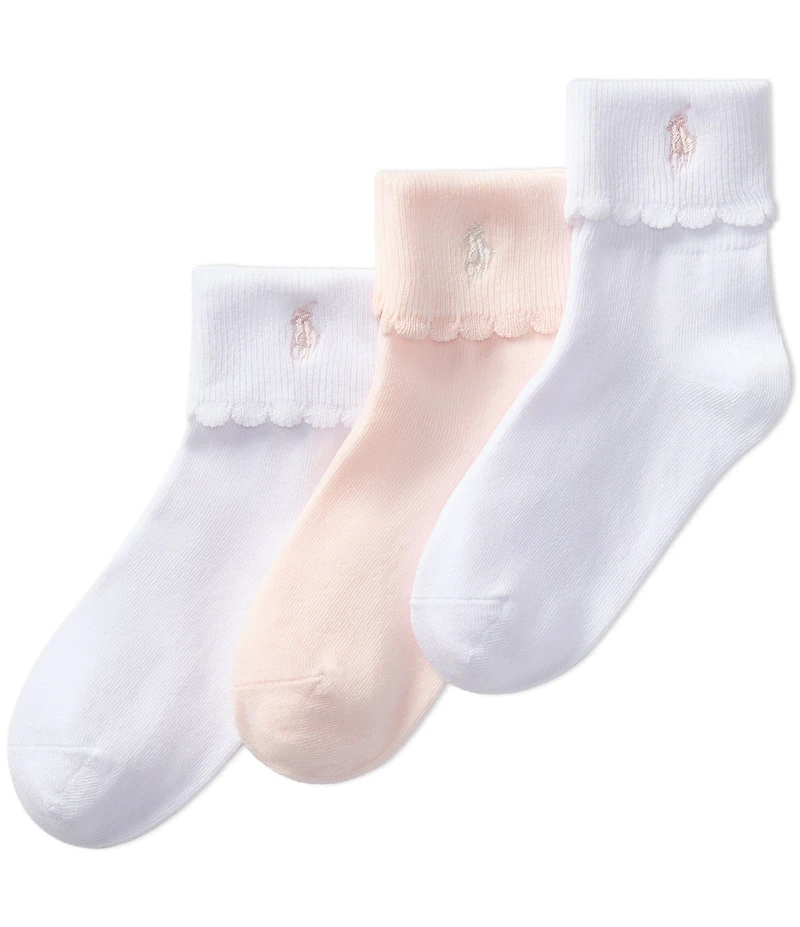 Polo Ralph Lauren Little Girls Scalloped Edge Turn Cuff 3-Pack