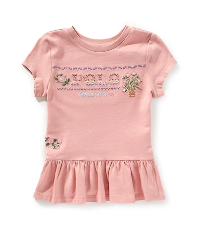 Polo Ralph Lauren Little Girls Cap-Sleeve Logo Jersey Peplum T-Shirt