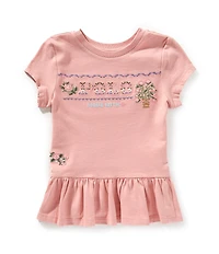 Polo Ralph Lauren Little Girls Cap-Sleeve Logo Jersey Peplum T-Shirt