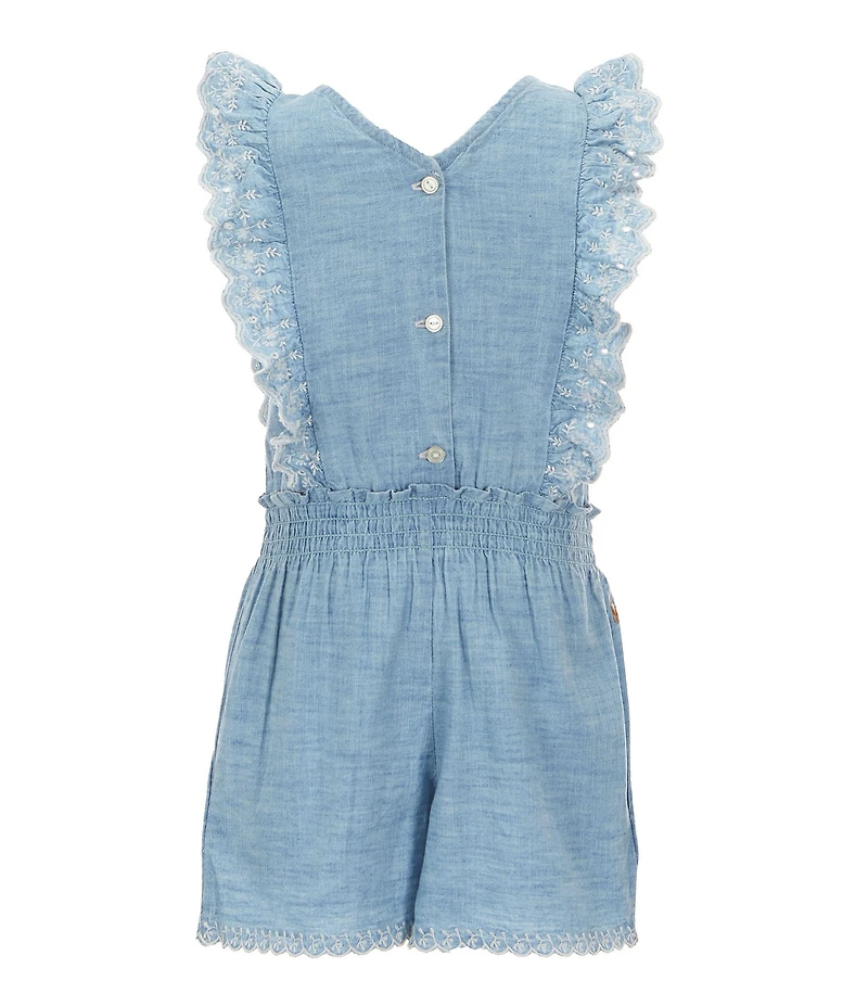 Polo Ralph Lauren Little Girls Eyelet-Embroidered Chambray Romper
