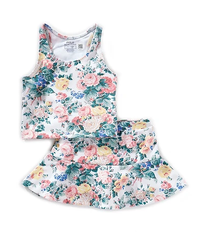 Polo Ralph Lauren Little Girls Floral-Printed Performance Jersey Top & Matching Skort Set