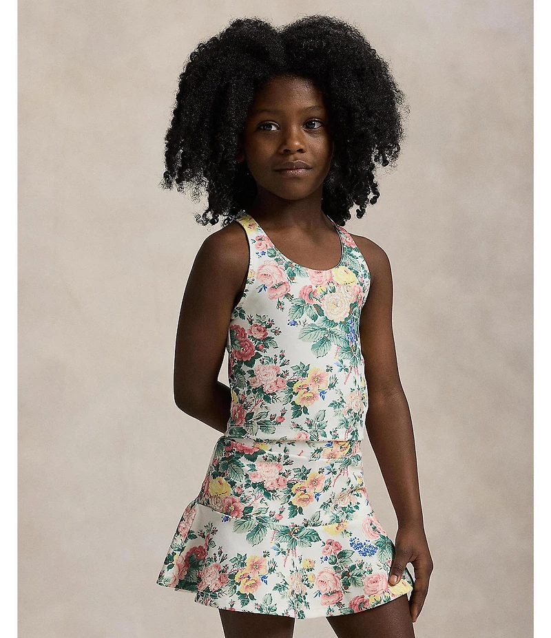 Polo Ralph Lauren Little Girls Floral-Printed Performance Jersey Top & Matching Skort Set