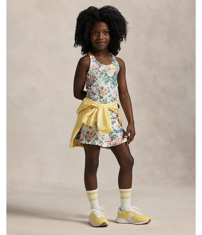 Polo Ralph Lauren Little Girls Floral-Printed Performance Jersey Top & Matching Skort Set