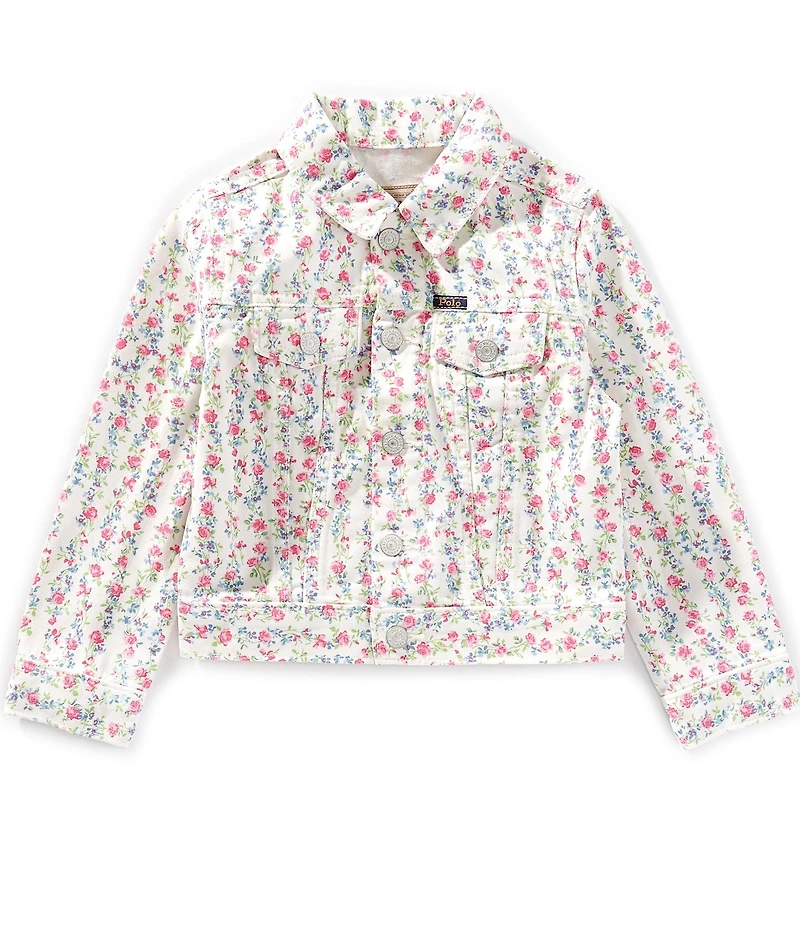 Polo Ralph Lauren Little Girls Long Sleeve Floral Canvas Trucker Jacket