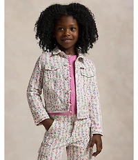 Polo Ralph Lauren Little Girls Long Sleeve Floral Canvas Trucker Jacket
